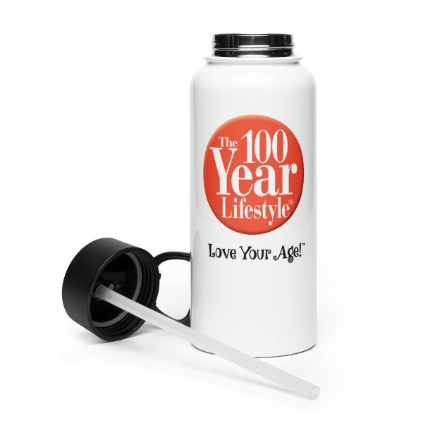 100 Year Lifestyle® "Love Your Age!™" Stainless Steel Water Bottle with Straw Lid - Image 2