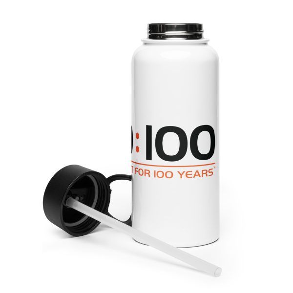 100:100 Stainless Steel Water Bottle With A Straw Lid - Image 2