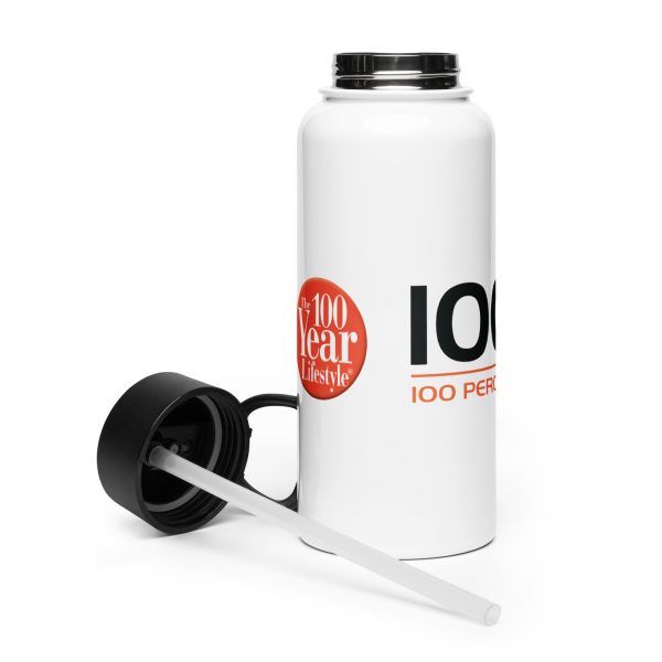 100:100 Stainless Steel Water Bottle With A Straw Lid - Image 5